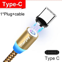 Magnetic LED Charging Cable - Lightning, Micro USB or USB-C