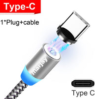 Magnetic LED Charging Cable - Lightning, Micro USB or USB-C